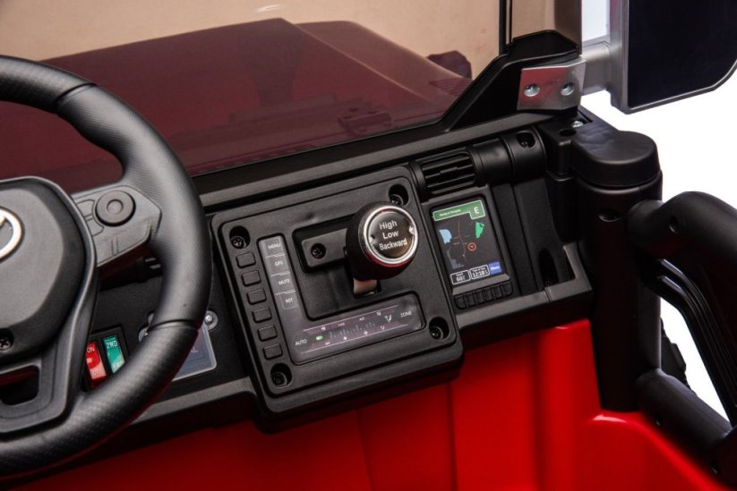 Beneo Elektrické autíčko Toyota FJ Cruiser XXL s pohonom 4x4, licencované (Dvojmiestne), červené, Prenosná lítiová batéria, Vysoký podvozok, Dve sedadlá, Odpružená zadná náprava, 2,4 GHz Diaľkový ovládač, MP3 prehrávač s Bt, LED