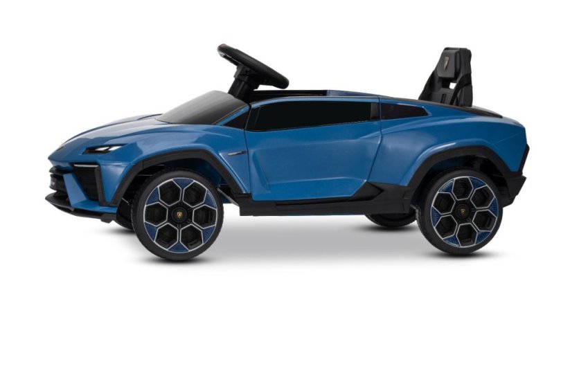 Beneo Elektrické autíčko Lamborghini Lanzador 12V s pohonom zadných kolies a licenciou (Jednomiestne), modré, Lítiová batéria, LED svetlá, široké sedadlo, 2,4 GHz diaľkový ovládač, MP3 prehrávač so vstupom USB/AUX a Bluetooth