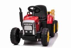 Beneo Elektrický Traktor WORKERS s vlečkou, červený, Pohon zadních kol, 12V baterie, Plastová kola, široké sedátko, 2,4 GHz Dálkový ovladač, Jednomístné, MP3 přehrávač se vstupem USB, LED Světla, Bluetooth