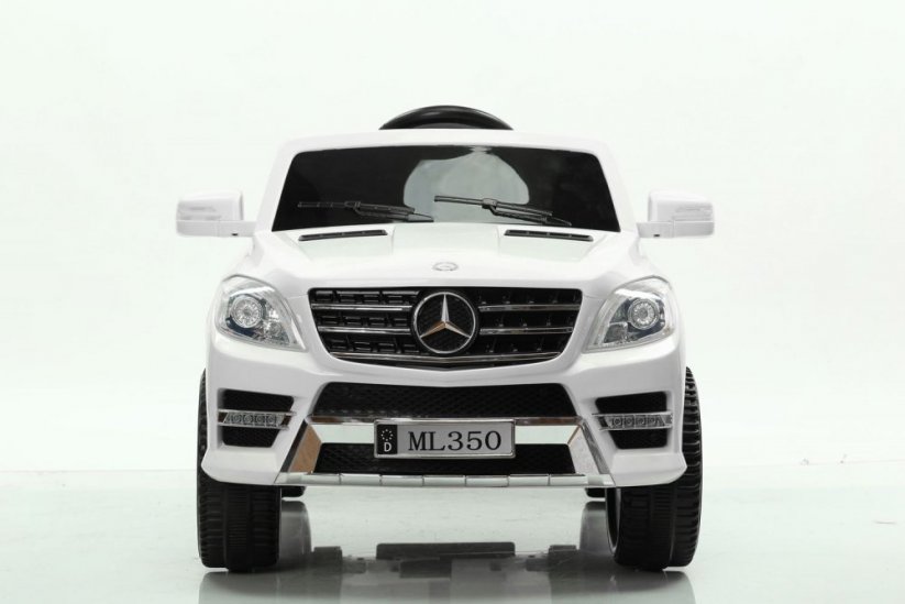 Beneo Elektrické autíčko Mercedes-Benz ML350, Plastový sedák, odpružené nápravy, USB / SD Vstup, Baterie 12V, 2X MOTOR, Bílé, ORGINAL licence