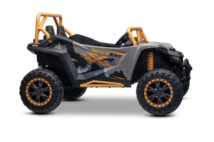 Elektrická buggy Arctic CAT XXL 4x4 24V, šedá, dvoumístná, měkká EVA kola, výkonné motory, lithiová baterie, MP3 přehrávač s Bluetooth, odpružená zadní náprava, koženková sedadla, originální licence
