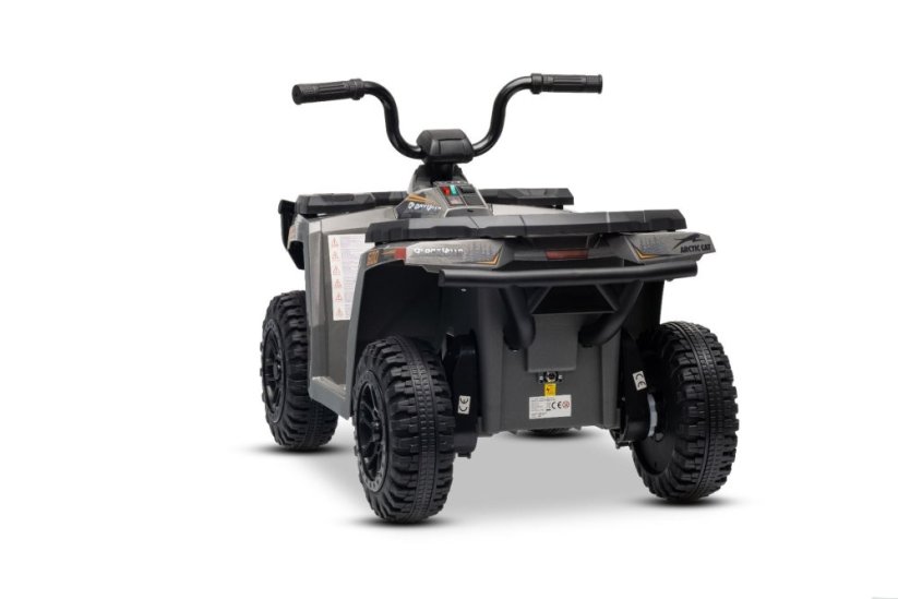Elektrická čtyřkolka Beneo Arctic Cat 12V se zadním pohonem, šedá, LED světla, lithiová baterie, 2 x 25W motor, originální licence