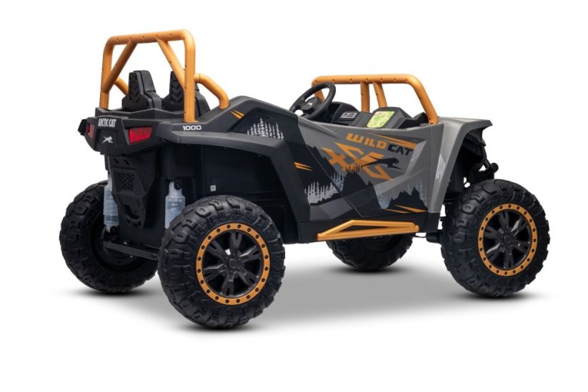 Elektrická buggy Arctic CAT XXL 4x4 24V, šedá, dvoumístná, měkká EVA kola, výkonné motory, lithiová baterie, MP3 přehrávač s Bluetooth, odpružená zadní náprava, koženková sedadla, originální licence