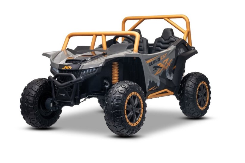 Elektrická buggy Arctic CAT XXL 4x4 24V, šedá, dvoumístná, měkká EVA kola, výkonné motory, lithiová baterie, MP3 přehrávač s Bluetooth, odpružená zadní náprava, koženková sedadla, originální licence