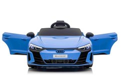 Beneo Elektrické autíčko Audi RS E-tron GT 12V, modré, široké jednomiestne sedadlo, 2,4 GHz diaľkové ovládanie, USB / AUX Vstup, Bluetooth, Odpruženie, Lítiová batéria, LED svetlá, 2 X 25W Motor, ORIGINÁL licencia