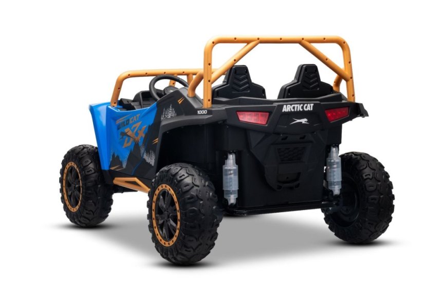 Elektrická buggy Arctic CAT XXL 4x4 24V, modrá, dvoumístná, měkká EVA kola, výkonné motory, lithiová baterie, MP3 přehrávač s Bluetooth, odpružená zadní náprava, koženková sedadla, originální licence