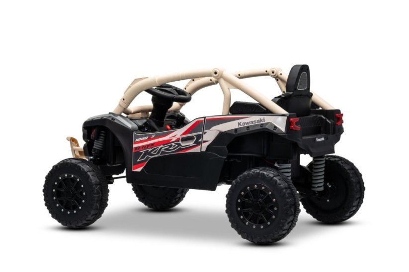 Elektrické autíčko Kawasaki TERYX KRX 1000 12V, khaki, jednomiestne, odpružená zadná náprava, 2,4 Ghz diaľkové ovládanie, Lítiová batéria, 2 x 25W Motory, MP3 s USB/AUX