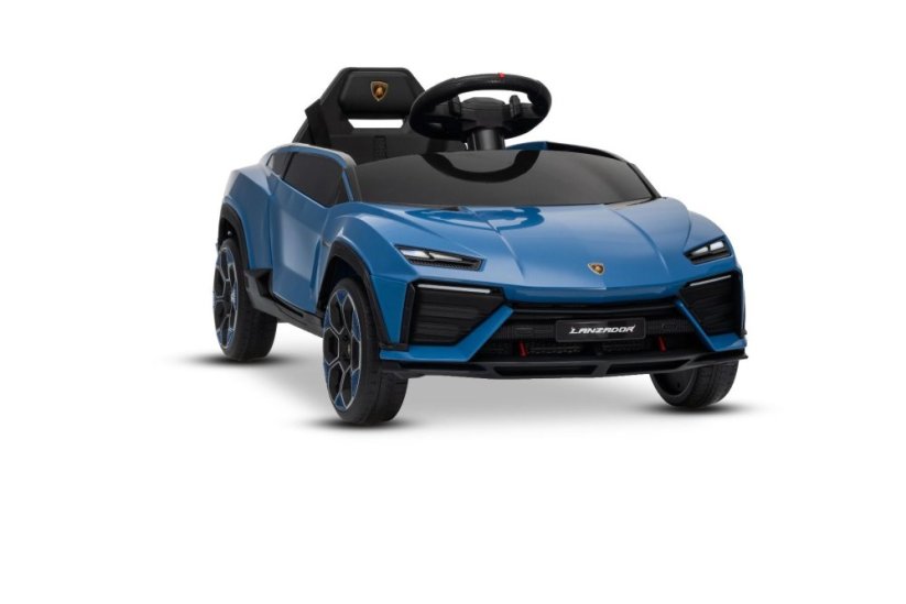 Beneo Elektrické autíčko Lamborghini Lanzador 12V s pohonom zadných kolies a licenciou (Jednomiestne), modré, Lítiová batéria, LED svetlá, široké sedadlo, 2,4 GHz diaľkový ovládač, MP3 prehrávač so vstupom USB/AUX a Bluetooth