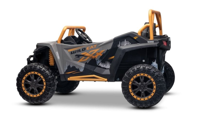 Elektrická buggy Arctic CAT XXL 4x4 24V, šedá, dvoumístná, měkká EVA kola, výkonné motory, lithiová baterie, MP3 přehrávač s Bluetooth, odpružená zadní náprava, koženková sedadla, originální licence