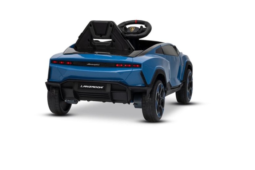 Beneo Elektrické autíčko Lamborghini Lanzador 12V s pohonom zadných kolies a licenciou (Jednomiestne), modré, Lítiová batéria, LED svetlá, široké sedadlo, 2,4 GHz diaľkový ovládač, MP3 prehrávač so vstupom USB/AUX a Bluetooth