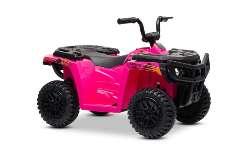 Elektrická čtyřkolka Beneo Arctic Cat 12V se zadním pohonem, růžová, LED světla, lithiová baterie, 2 x 25W motor, originální licence