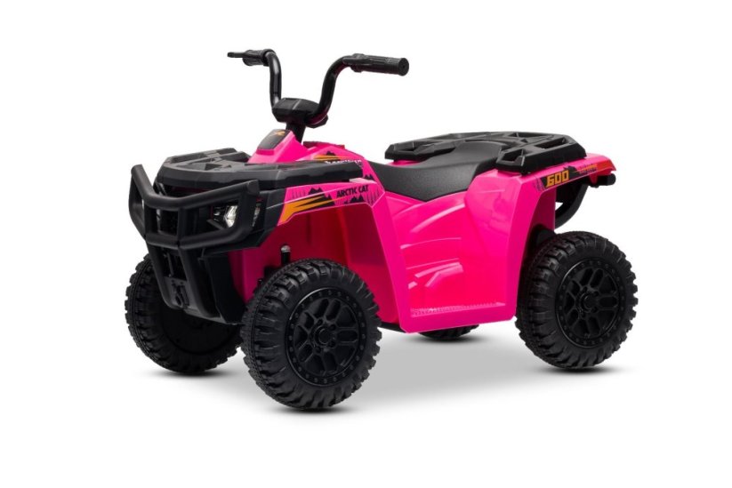 Elektrická čtyřkolka Beneo Arctic Cat 12V se zadním pohonem, růžová, LED světla, lithiová baterie, 2 x 25W motor, originální licence