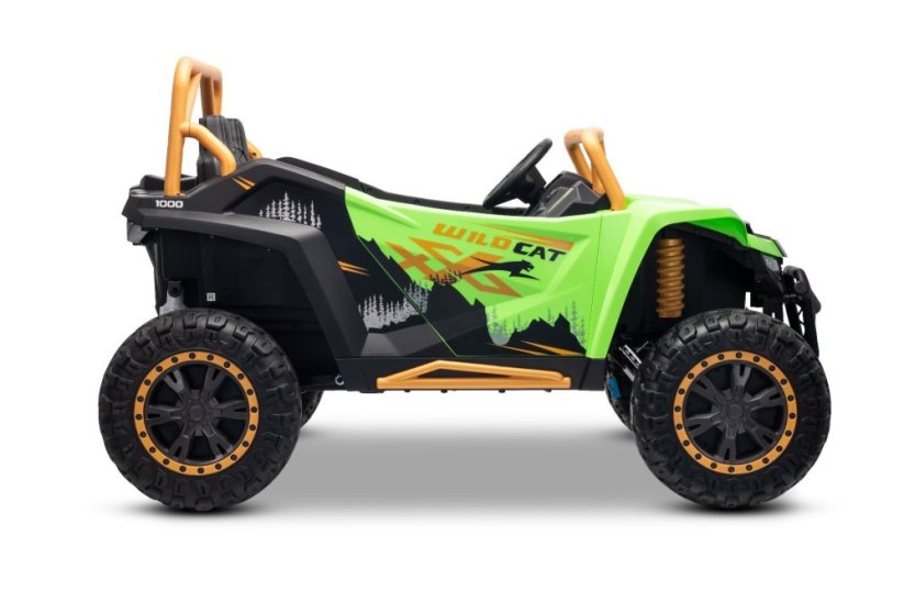 Elektrická buggy Arctic CAT XXL 4x4 24V, zelená, dvoumístná, Měkká EVA kola, Výkonné motory, Lithiová baterie, MP3 přehrávač s Bluetooth, Odpružená zadní náprava, Koženková sedadla, Originální licence