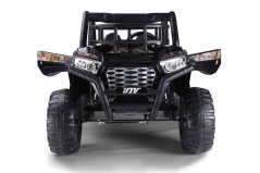 Beneo Elektrické autíčko UTV 24V, černé, dvoumístné, 2 x 200 W Motor, Lithiová baterie, EVA kola, odpružené nápravy, ektrická brzda, čalouněné sedátko, 2,4 GHz DO, Dvoumístné, USB, SD karta
