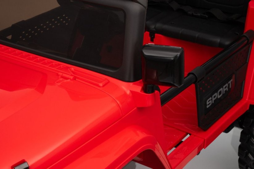Elektrické autíčko Beneo Motors OFFRIDE 4x4² Dvoumístné 12V, červené, MP3 Přehrávač s USB/AUX vstupem, Pohon 4x4, Lithiová Baterie, EVA kola s odpružením, Dálkový ovladač, LED Světla
