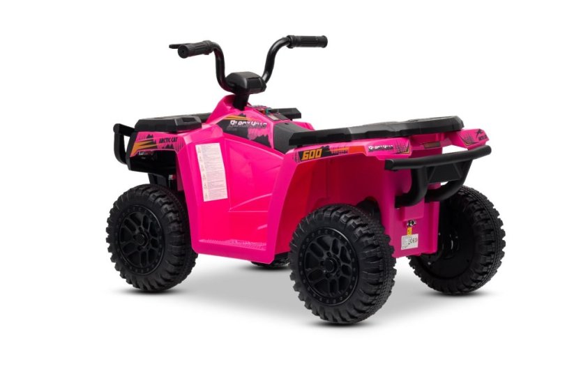 Elektrická čtyřkolka Beneo Arctic Cat 12V se zadním pohonem, růžová, LED světla, lithiová baterie, 2 x 25W motor, originální licence
