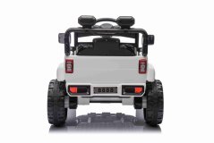 Beneo Elektrické autíčko OFFROAD NEW s pohonom zadných kolies, biele, Lítiová batéria, Vysoký podvozok, široké sedadlo, Odpružené nápravy, 2,4 GHz Diaľkový ovládač, MP3 prehrávač so vstupom USB/SD, LED svetlá