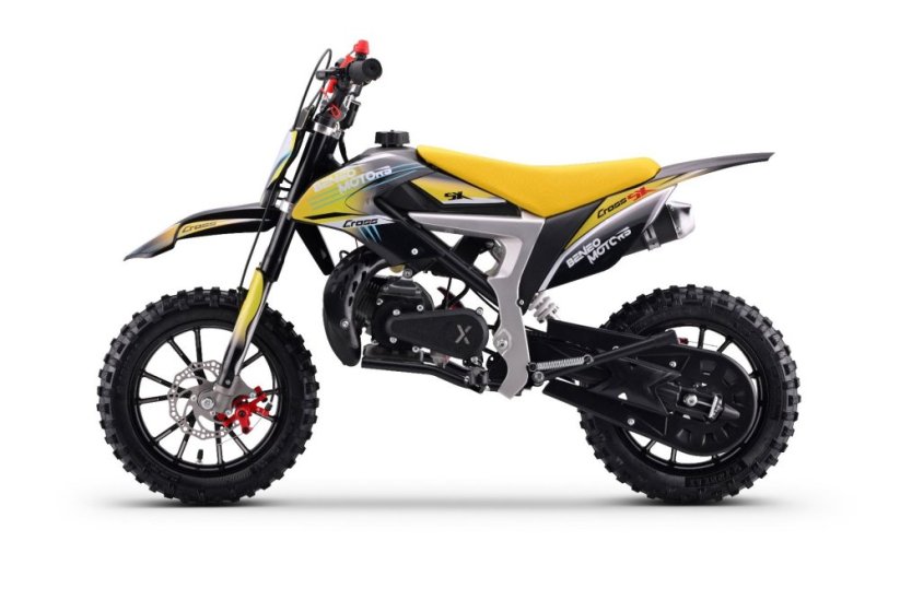 Dětská benzínová motorka Beneo Motors CROSS SX žlutá - 50cm3