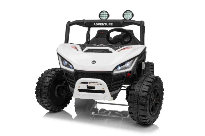 Elektrické auto Beneo T-REX Ride 4x4 dvoumístné 24V, bílé, MP3 přehrávač se vstupem USB/AUX, pohon 4x4, lithiová baterie, odpružení, dálkové ovládání, LED světla