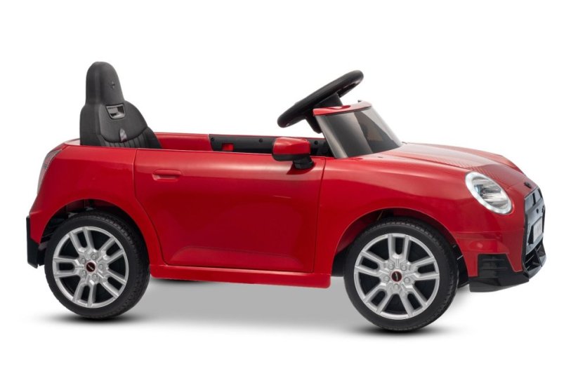 Beneo Elektrické auto BMW Mini Cooper 12V, červené, USB vstup s Bluetooth připojením na MP3 přehrávač, 2,4GHz dálkové ovládání, 2 x 25W motor, lithiová baterie, LED světla, ORIGINÁLNÍ licence