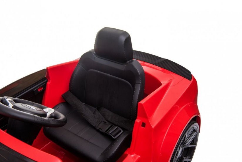 Beneo Elektrické autíčko Ford Mustang 24V, červené, Měkká EVA kola, Motory: 2 x 16 000 otáček, 24V Baterie, LED Světla, 2,4 GHz dálkové ovládání, MP3 Přehrávač, ORIGINAL licence