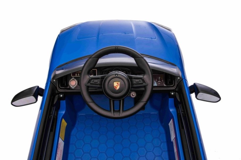 Elektrické autíčko Beneo Porsche Cayenne 12V s pohonem zadních kol a licencí (Jednomístné), modré, Lithiová baterie, široké sedátko, Odpružené nápravy, 2,4 GHz Dálkový ovladač, MP3 přehrávač se vstupem USB/AUX, LED světla