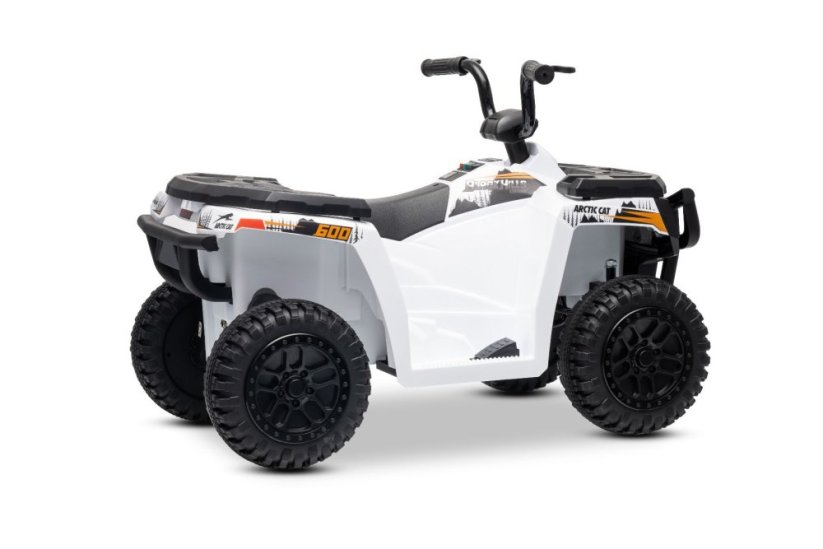 Elektrická štvorkolka Beneo Arctic Cat 12V so zadným pohonom, biela, LED svetlá, Lítiová batéria, 2 x 25W motor, Originál Licencia