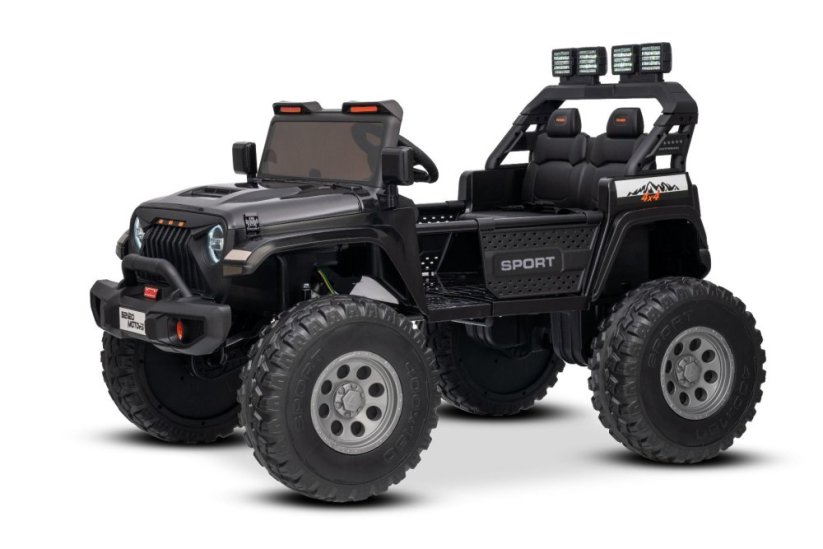 Elektrické autíčko Beneo Motors OFFRIDE 4x4² Dvojmiestne 12V, čierne, MP3 Prehrávač s USB/AUX vstupom, Pohon 4x4, Lítiová Batéria, EVA kolesá s odpružením, Diaľkový ovládač, LED Svetlá